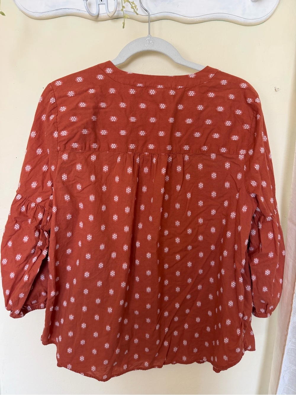 J. Jill Rust Dot Pintuck Button-Front Blouse - Picture 6 of 10